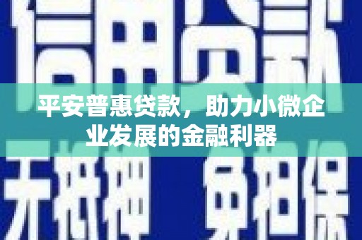 蚌埠平安普惠贷款，助力小微企业发展的金融利器