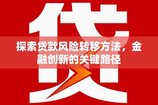 蚌埠探索贷款风险转移方法，金融创新的关键路径